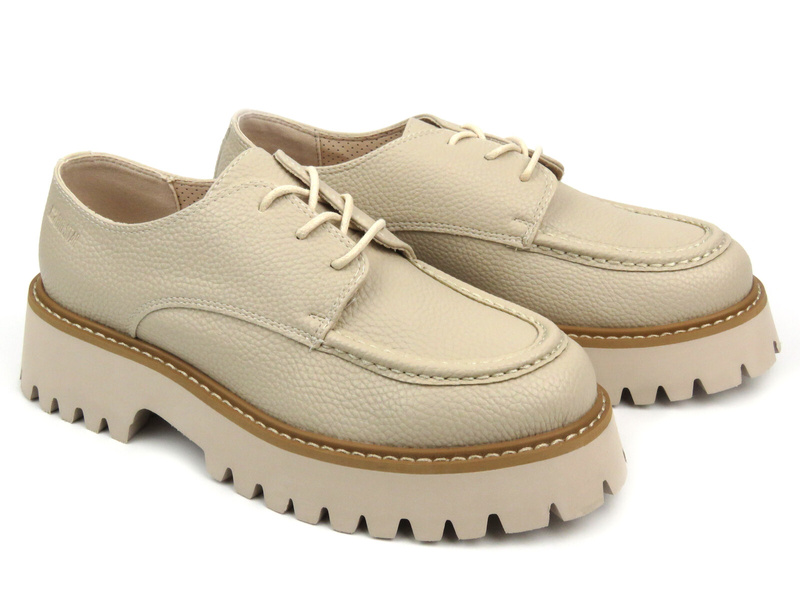 Skórzane półbuty, loafersy damskie - Big Star NN274053, beżowe