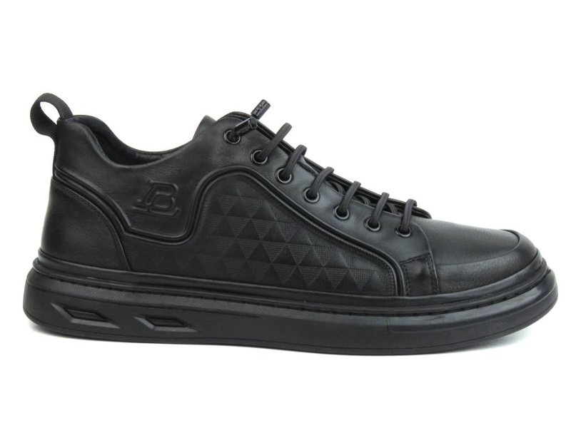 Skórzane sneakersy męskie - JOHN DOUBARE 7VJ01, czarne