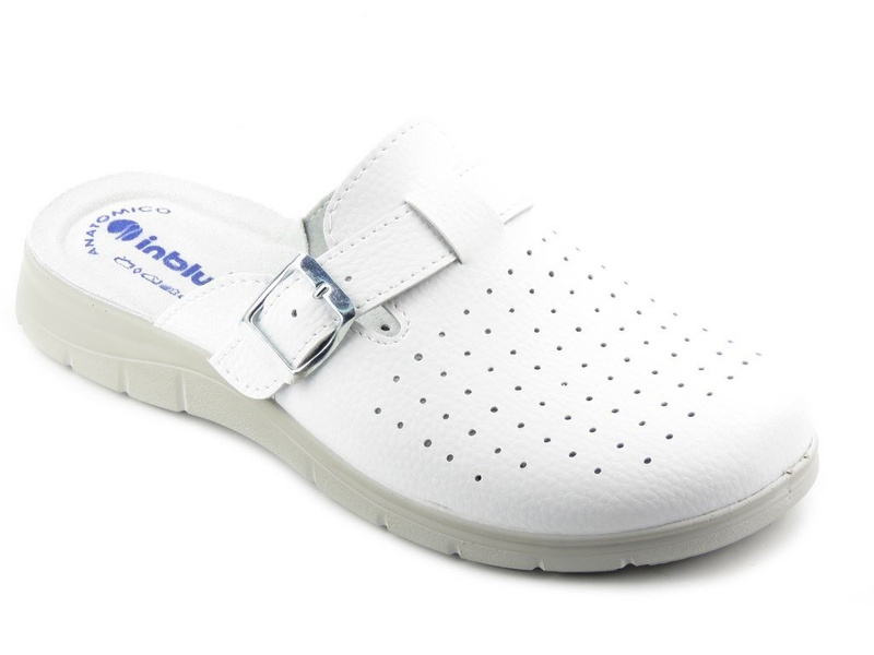 Lekarskie klapki męskie ze skórzaną wkładką - Inblu BG-31, białe