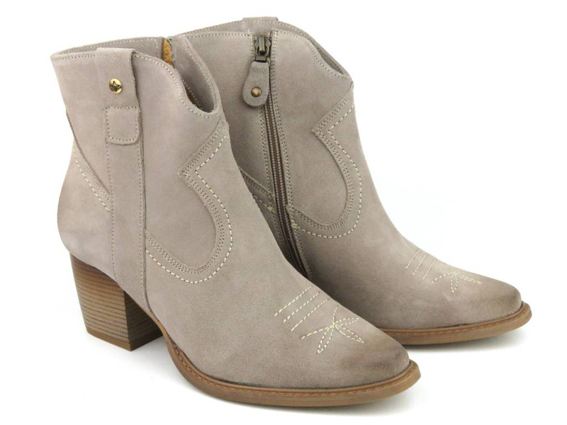 Wiosenne botki, kowbojki damskie zamszowe - MACIEJKA 05776-04, beżowe