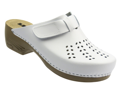 Skórzane Klapki Damskie Leon PU161, białe