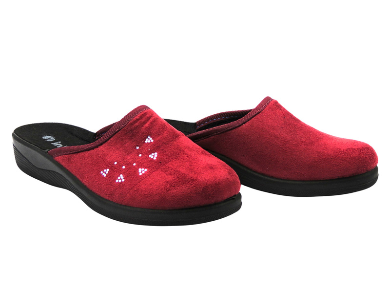 Wygodne kapcie damskie INBLU CU-9H, bordowe