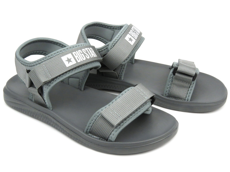 Sandały męskie sportowe na rzepy - Big Star HH174843, szare