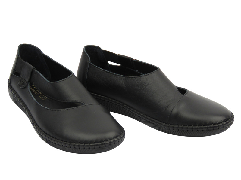 Skórzane półbuty damskie czarne Nika Komfort H2030