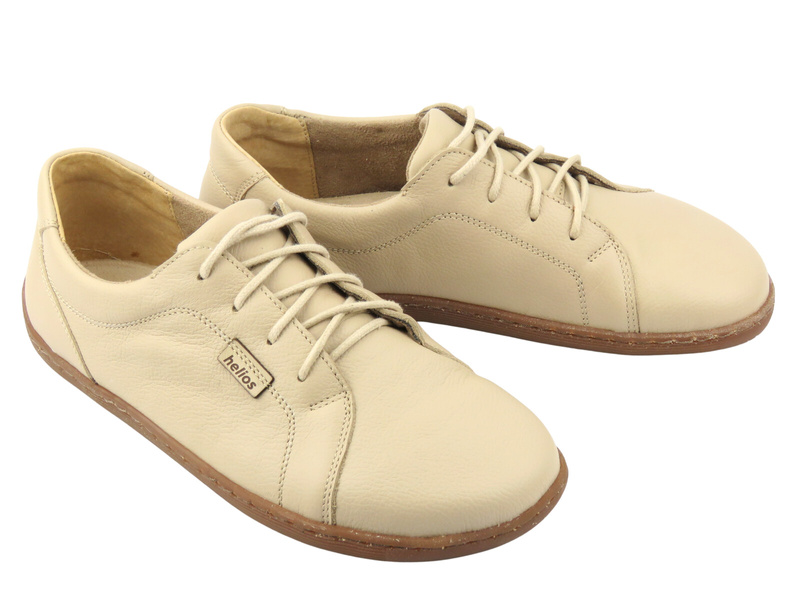 Skórzane minimalistyczne półbuty damskie barefoot Helios Komfort 451, ecru