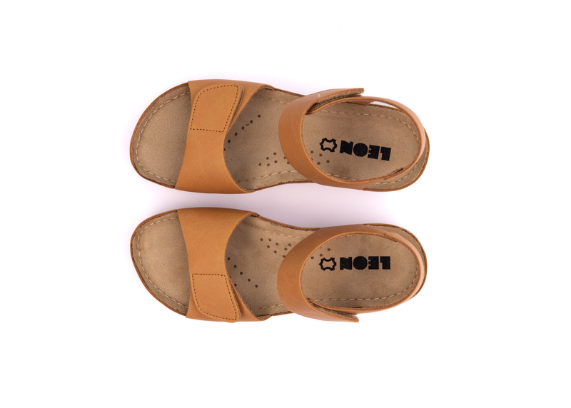 Sportowe sandały damskie na rzepy - Leon 963 brązowe