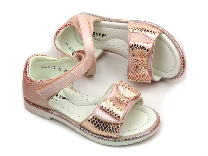 Sandały dziecięce z kokardką - Weestep R525950603, różowe błyszczące