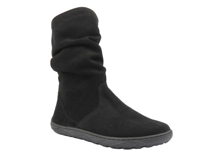 Barefoot botki damskie ze skóry welurowej Nika 1465, czarne