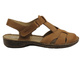 Skórzane sandały damskie z zabudowanym przodem brązowe Helios Komfort 152