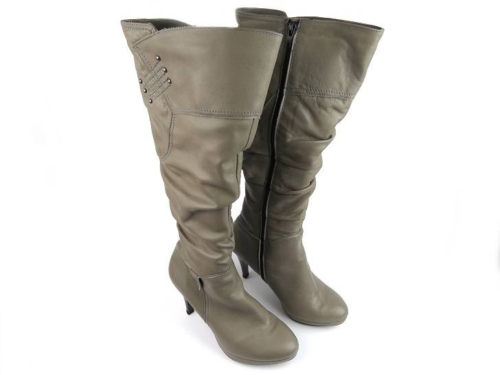 Skórzane kozaki damskie na szpilce - ZYCH & STASZEWSKI 2213, szare