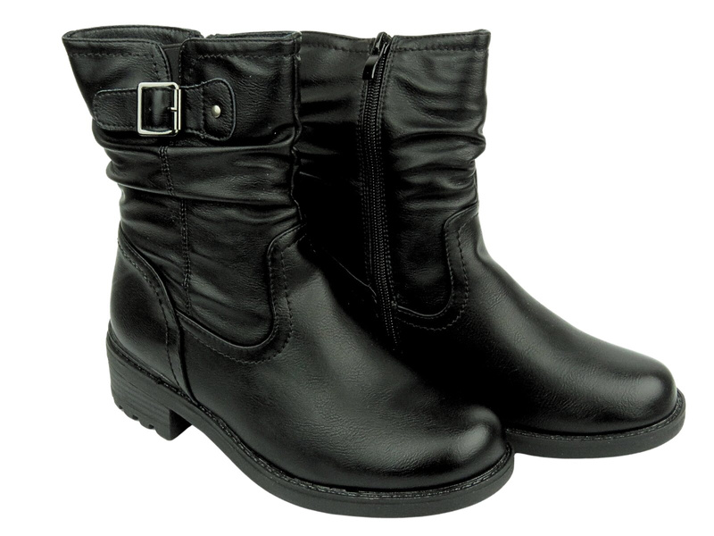 Botki damskie na obcasie- Unisoft 24BT02-7988, czarne