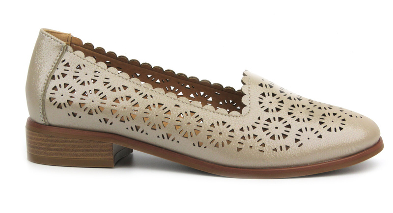 Półbuty, mokasyny damskie Potocki 24-12320, złote