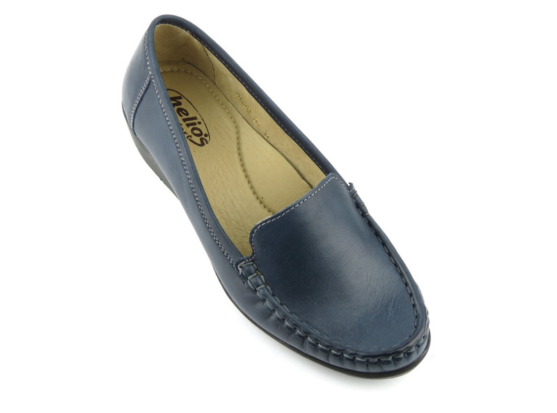 Mokasyny damskie na koturnie Helios Komfort 4020, granatowe