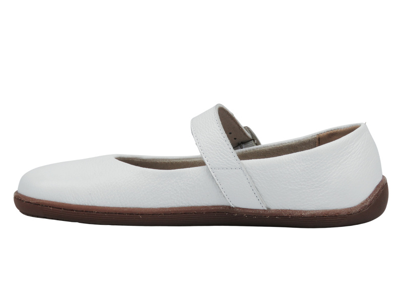 Barefoot skórzane minimalistyczne półbuty damskie białe Nika Komfort 1445