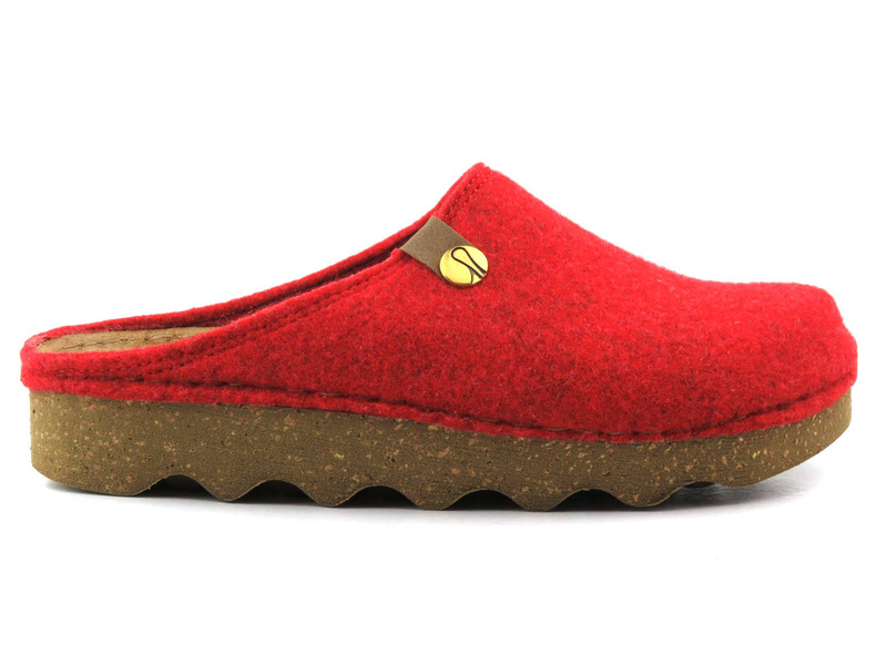 Filcowe kapcie damskie na korkowej podeszwie - Inblu DK-08, czerwone