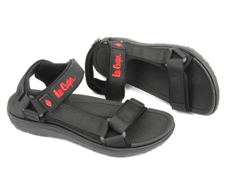 Sportowe sandały męskie na rzepy - Lee Cooper LCW-24-34-2620M, czarne