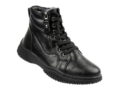 Wygodne botki damskie ze skóry ekologicznej Unisoft 24BT02-7978, czarne