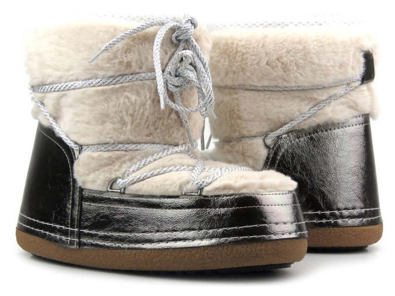Śniegowce damskie, buty zimowe futerkowe - VENEZIA OB-011, beżowe
