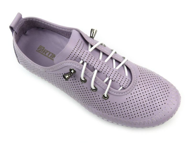 Ażurowe półbuty damskie ze skóry naturalnej - Artiker 54C0829, fioletowe