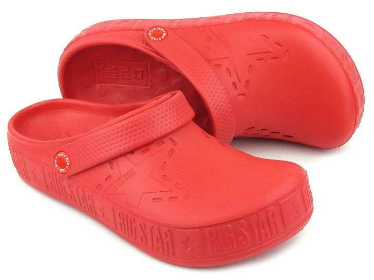 Piankowe klapki damskie, clogsy- BIG STAR II275004, czerwone