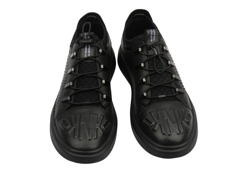 Skórzane buty sportowe męskie czarne JOHN DOUBARE S8016-XT6820-1