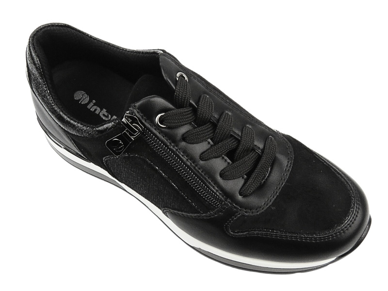 Wygodne sneakersy damskie ze skóry ekologicznej czarne Inblu IN-390