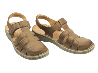 Skórzane sandały damskie beżowe Nika Komfort 1426