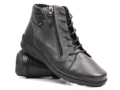 Wygodne botki damskie z zapięciem na suwak - AXEL Orthopedic 4356, szare