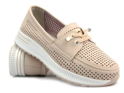 Ażurowe półbuty damskie - Artiker 52C1888, różowe