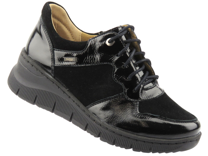 Wygodne sneakersy damskie ze skóry naturalnej Helios Komfort 347-2S, czarny 3 - tęgość H+