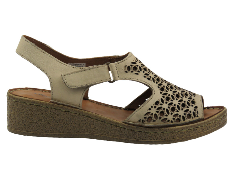 Sandały damskie na koturnie - Comfortabel 710226-08, beżowe