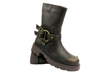 Botki damskie na zamek brązowe Potocki 24-54300