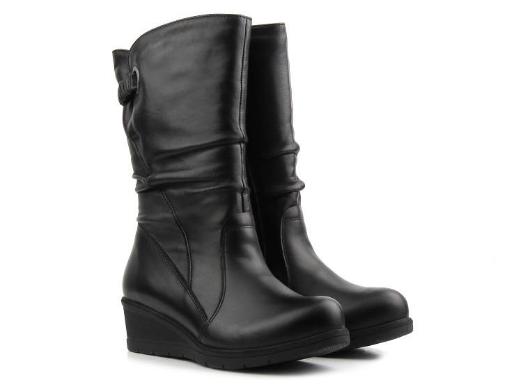 Kozaki damskie na koturnie - AXEL 4466, czarne