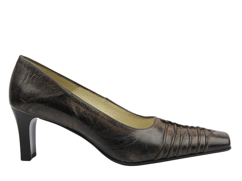 Czółenka damskie ze skóry naturalnej - But-S H727E, brązowe