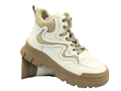 Trapery damskie - Vinceza 41462, biało-beżowe