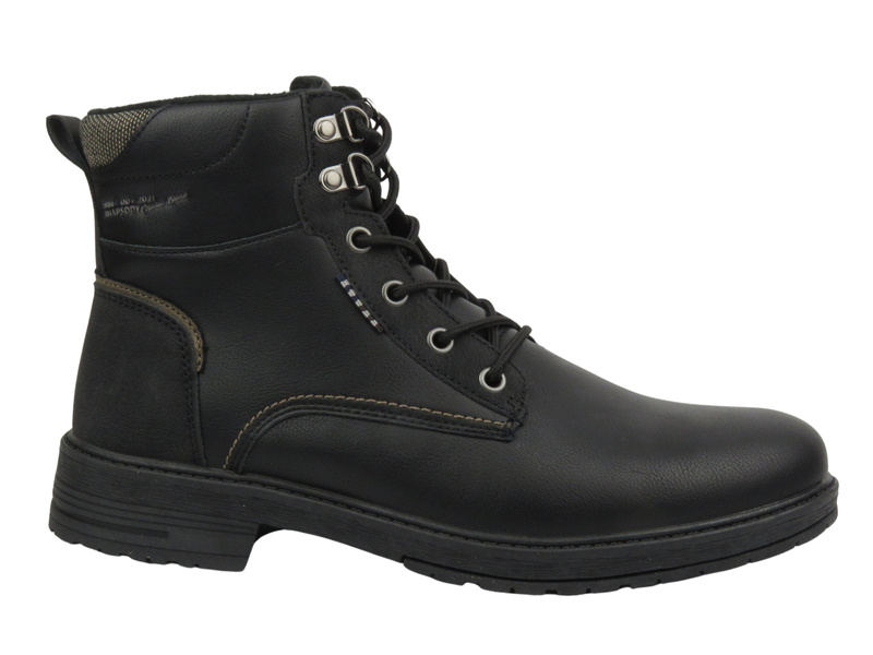 Ocieplane Trzewiki Męskie - American Club RH 117/23, Czarne, Sznurowane