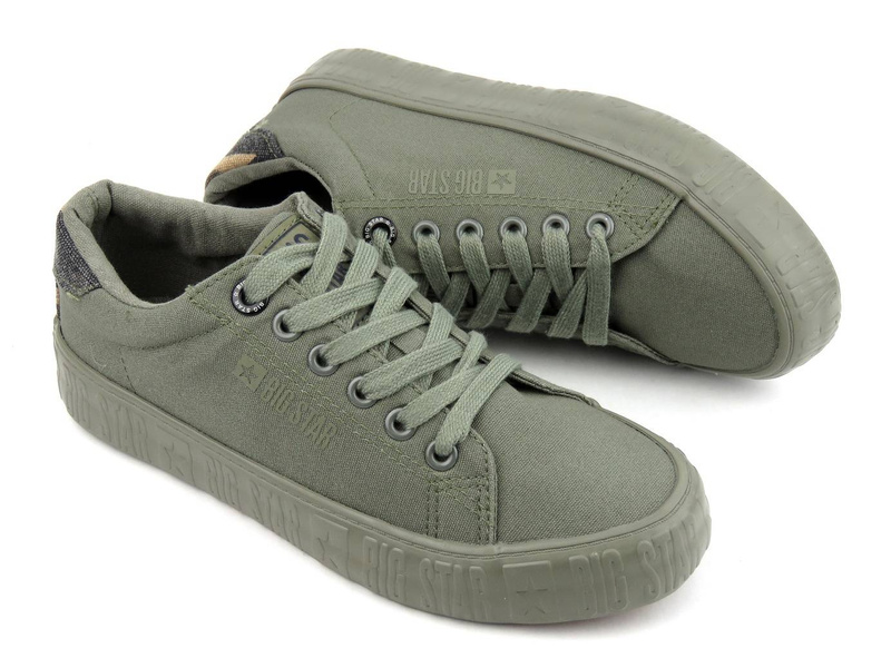 Trampki damskie z tkaniny - BIG STAR JJ274078, khaki