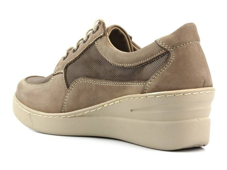 Sneakersy damskie na koturnie - HELIOS Komfort 373, ciemny beż