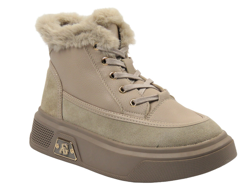 Botki damskie Cambell 25-19352, beżowe