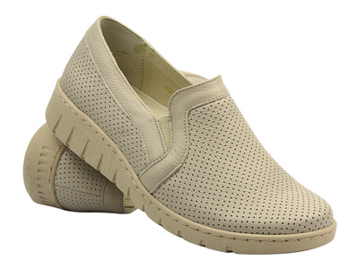 Półbuty damskie wsuwane ecru Helios Komfort 430