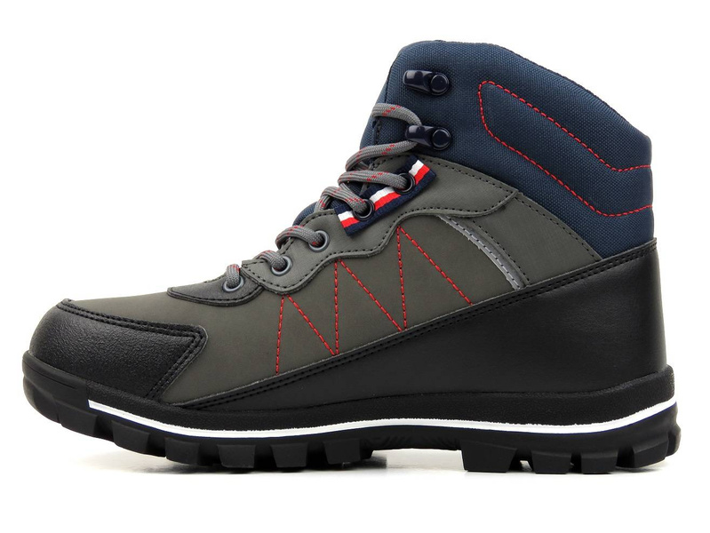 Trekkingi, trapery damskie na grubej podeszwie - TOMMY HILFIGER T3B5-32095-0279X791, czarno-szare
