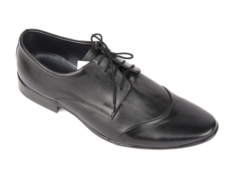 Skórzane półbuty męskie wizytowe Moskała 220, czarne