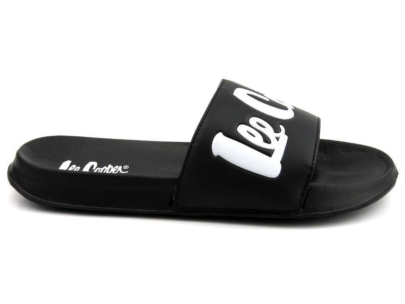 Gumowe klapki męskie na grubej podeszwie - Lee Cooper 21-42-0223M, czarne
