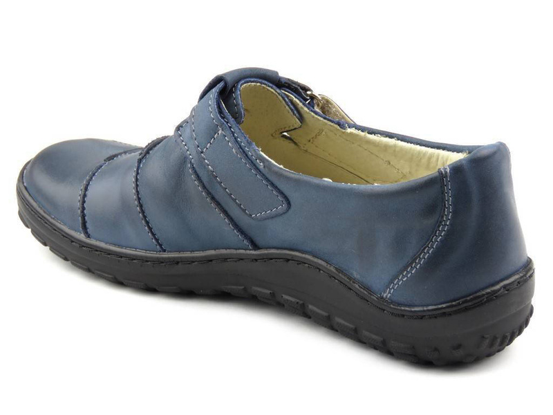 Wygodne półbuty damskie z miękkiej skóry granat Helios Komfort 780-2