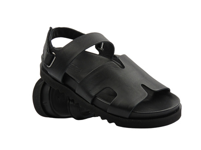 Skórzane sandały damskie czarne Venezia E085LEBLOBS029