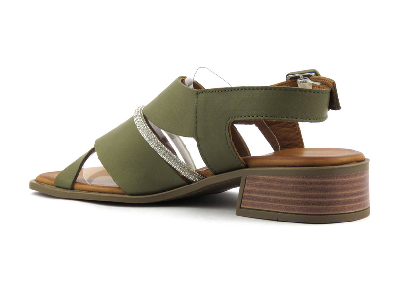 Sandały damskie z kwadratowym noskiem - VENEZIA 039892176, khaki