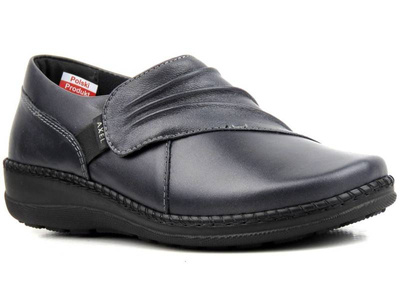 Wygodne półbuty damskie z wyjmowaną wkładką - AXEL 1746, granatowe