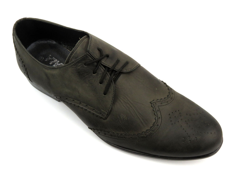 Półbuty męskie skórzane - Moskała 402, szare