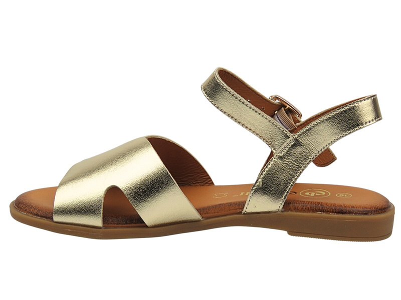 Skórzane sandały damskie złote Cambell 25-00659