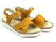 Skórzane sandały damskie ze skrzyżowanymi paskami - HELIOS Komfort 123, żółte